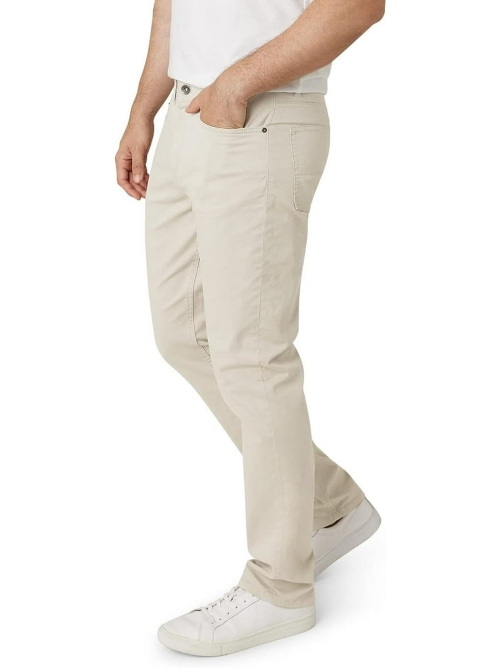 CHAPS (38/30) Stretch Twill Slim Straight Coastland Chino Stone/Off-White